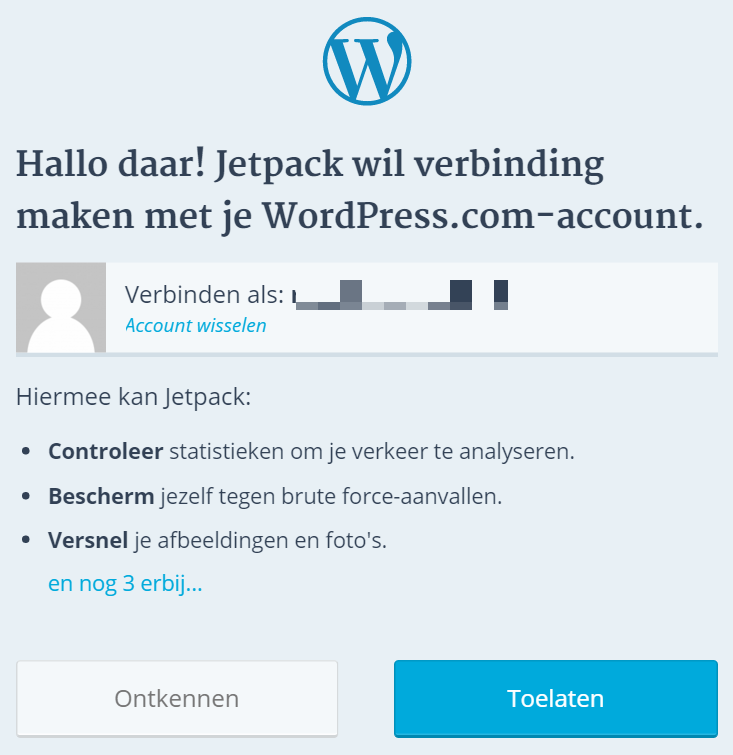 jetpack verbinden met WordPress