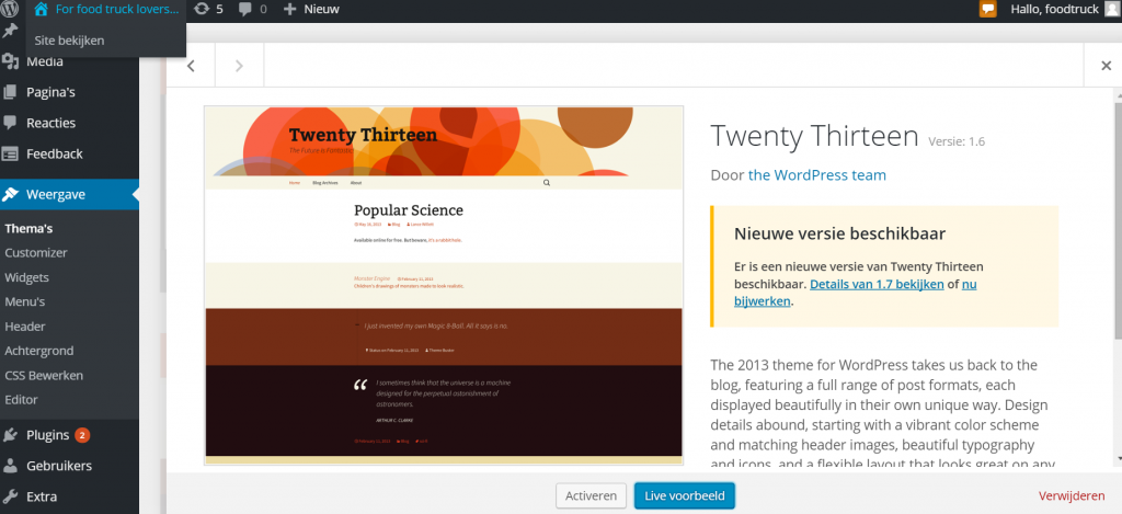 Wordpress thema wijzigen