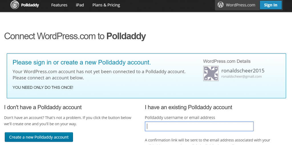 Polldaddy Account aanmakenPolldaddy Account aanmaken
